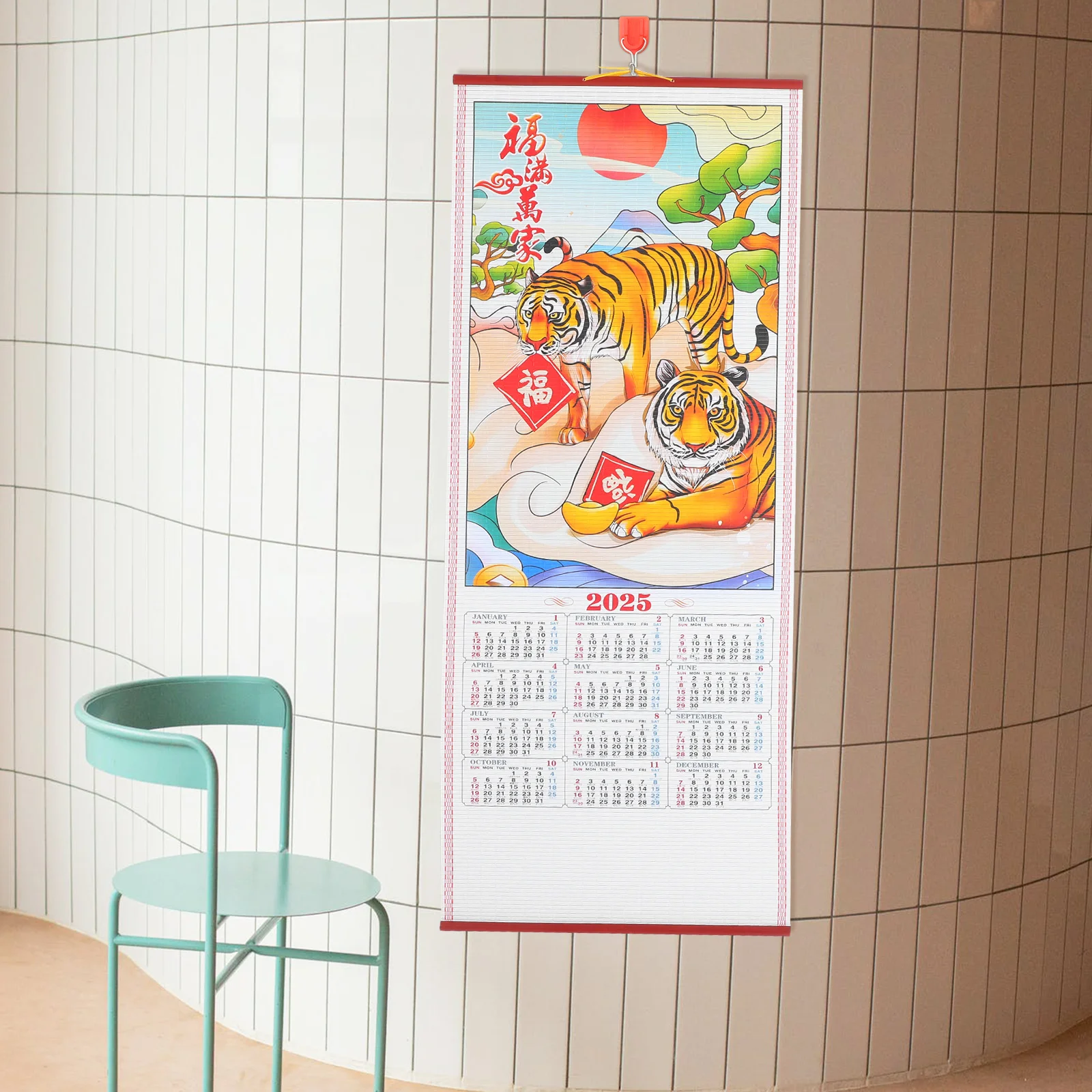 

Clear Printed Hanging Calendar Scroll Large Paper Sticker Chinese Wall Calendars