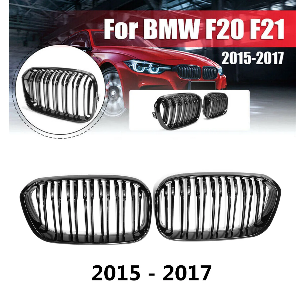 

Double Slat Replacement Grille For BMW 1 Series F20 F21 LCI 120i 2015 2016 2017 Car Front Bumper Grilles Kidney Racing Grill