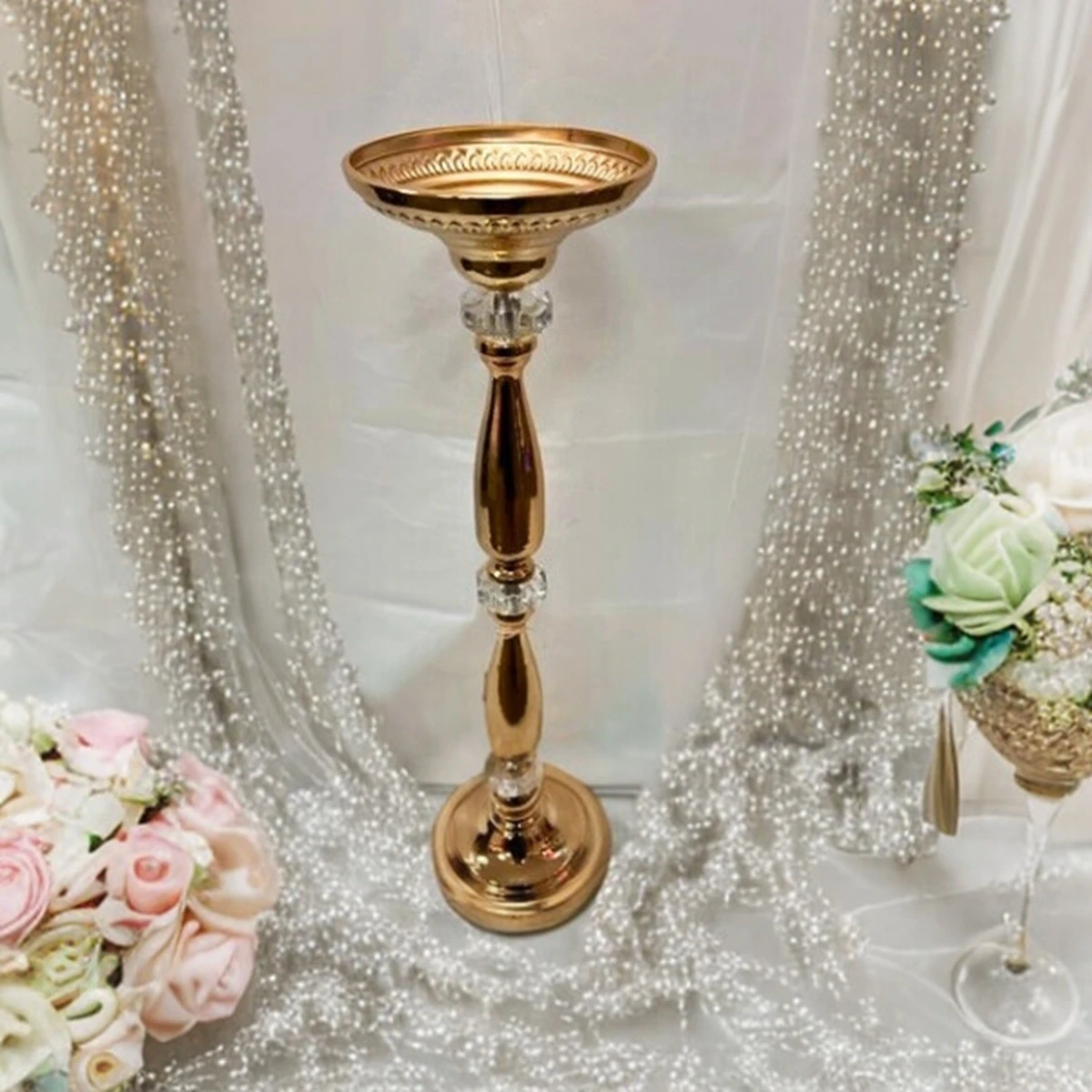 

H50cm /60/70cm/ 90cm tall)Flower Stand with Crystal Ball Centerpiece gold wedding flowers vase centerpieces table top decor W28