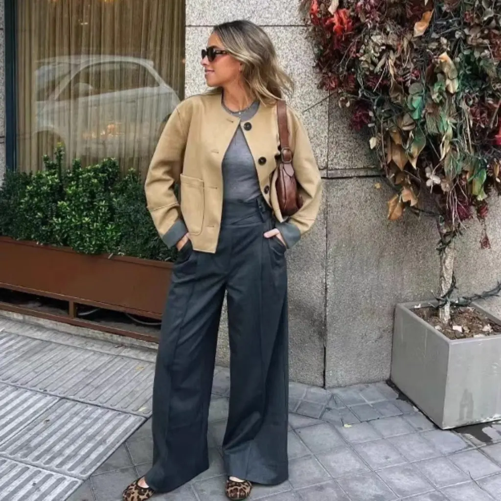 

Women's Elegant Suede Texture Effect Deerskin Jacket Autumn European And American Fashion Wholesale Export