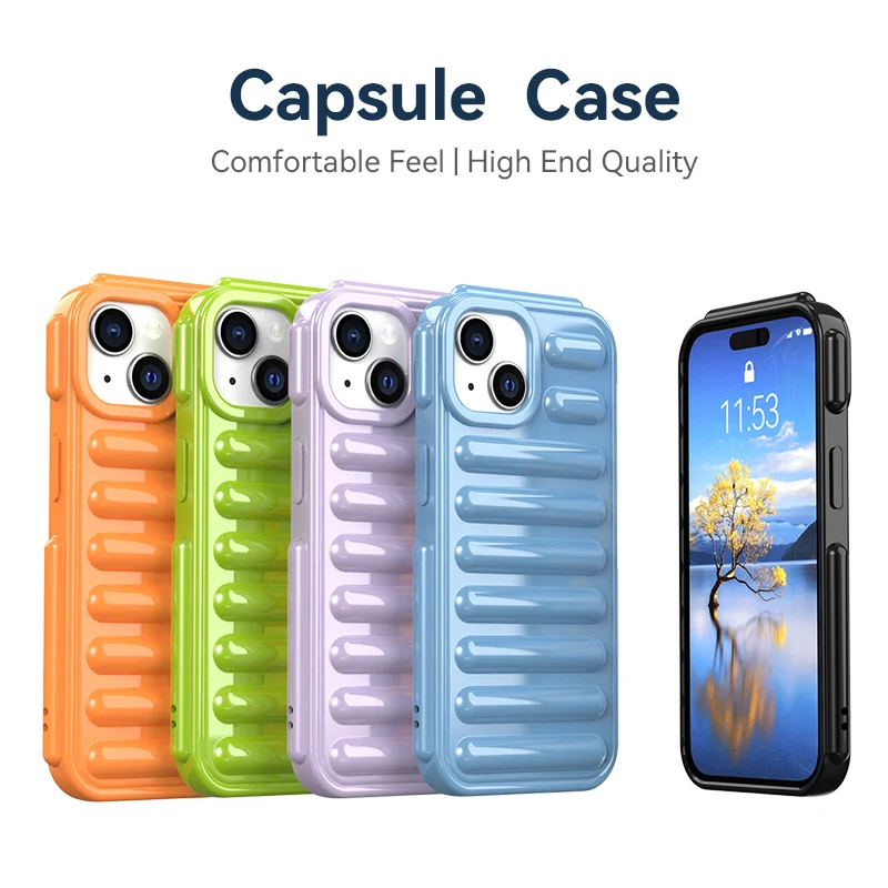 Case For Apple iPhone 15 Cover For Apple iPhone 15 Shockproof Anti-drop Three-dimensional Capsule Cover Case For iPhone 15 Plus