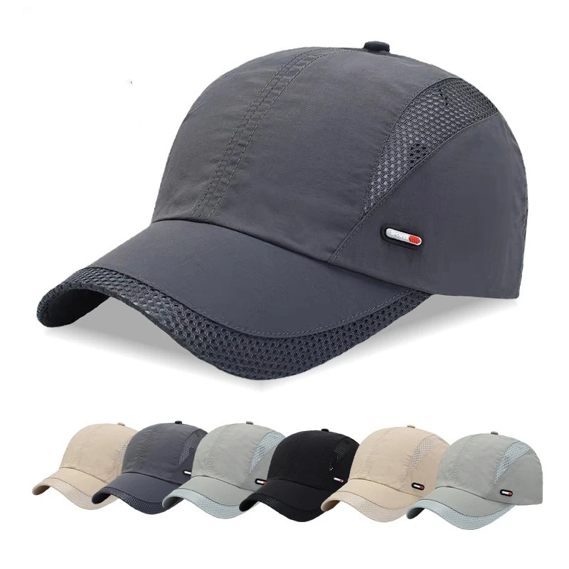 

Men'S Spring/Summer Mesh Quick Drying Baseball Hat Water Washed Wide Brim Breathable Sunshade Cap Outdoor Sports Duck Tongue Hat