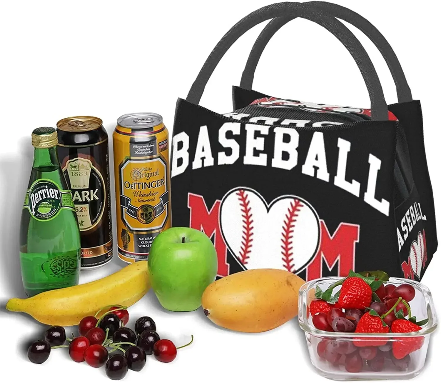 Baseball Mom Insulated Lunch Box Cooler Tote Bag Organizer Bag For Women