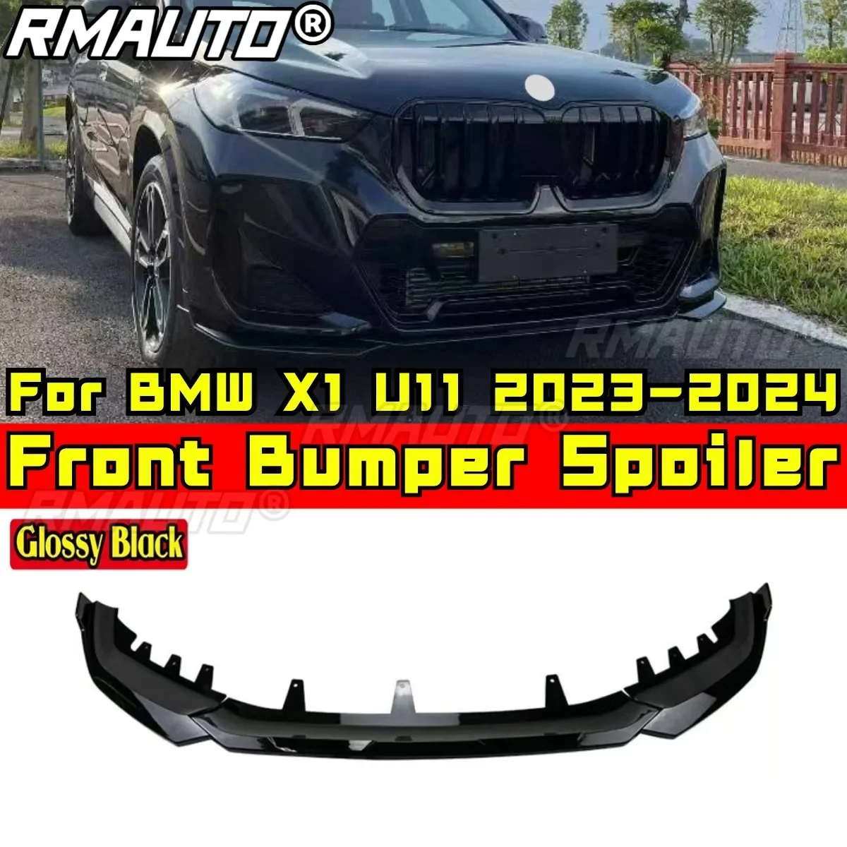 Amortecedor dianteiro para BMW X1 U11, Difusor de spoiler labial, Divisores, Body Kit, Capa de Aventais, Guarnição, M Sport, Acessórios de Carro, 2021, 2022