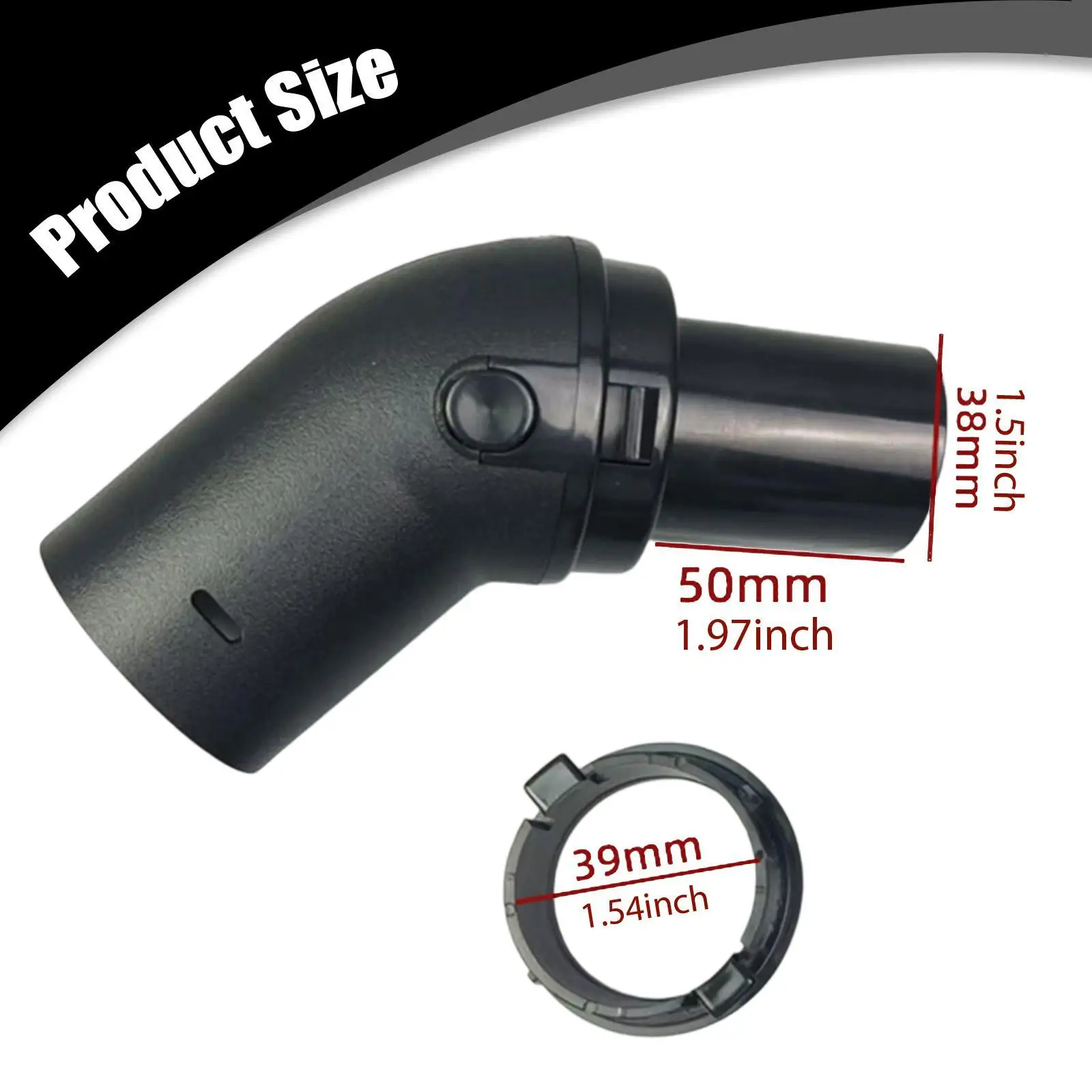 Vacuum Cleaner Host Connector Black Plastic Accessory Compatible with 39cm and 32cm Hoses for Daily Repair