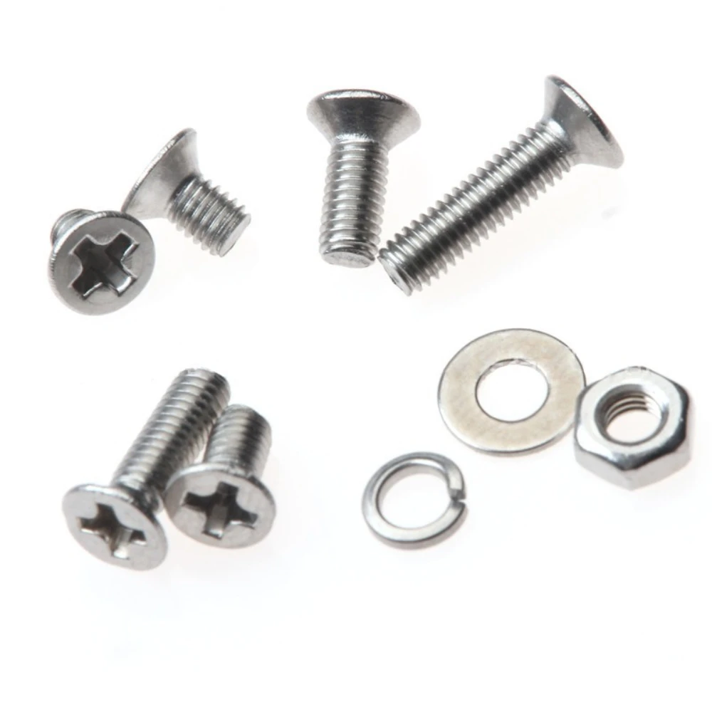 300Pcs Stainless Steel Hardware Screws M3 Cross Groove Machine Screws Countersunk Machine Screws Spring Washers Nut Bolt Sets
