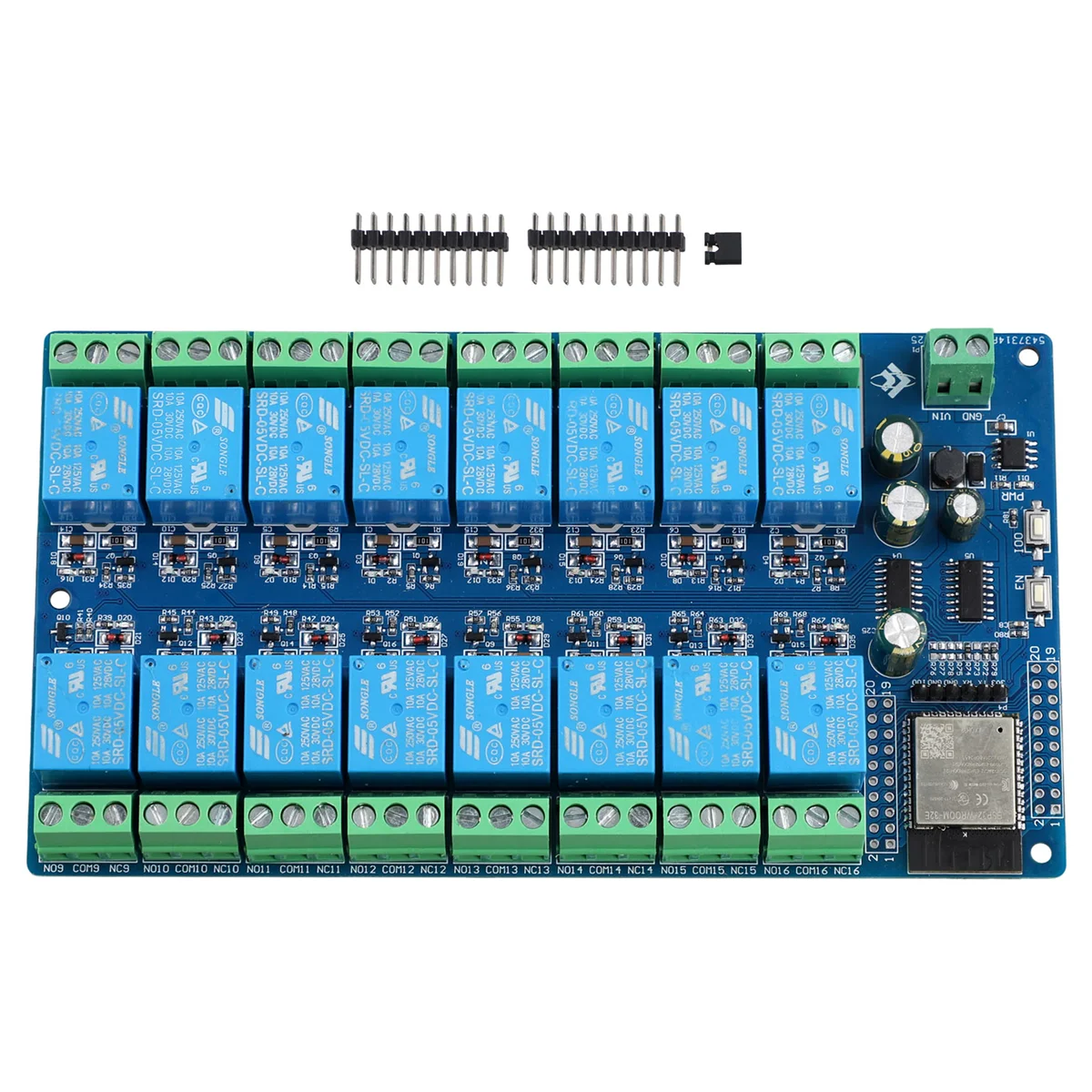 Módulo de relé de 16 canales, fuente de alimentación de DC5-12V, placa de desarrollo ESP32, módulo de desarrollo secundario de ESP32-WROOM