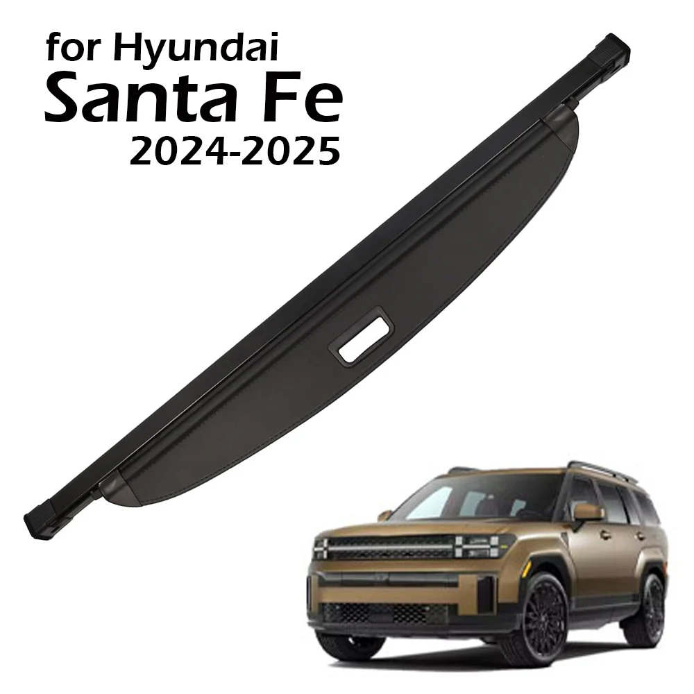 

Cargo Cover for 2024 2025 Hyundai Santa FE Retractable Rear Trunk Cover Luggage Security Shield Shade Leather Canvas Accessories