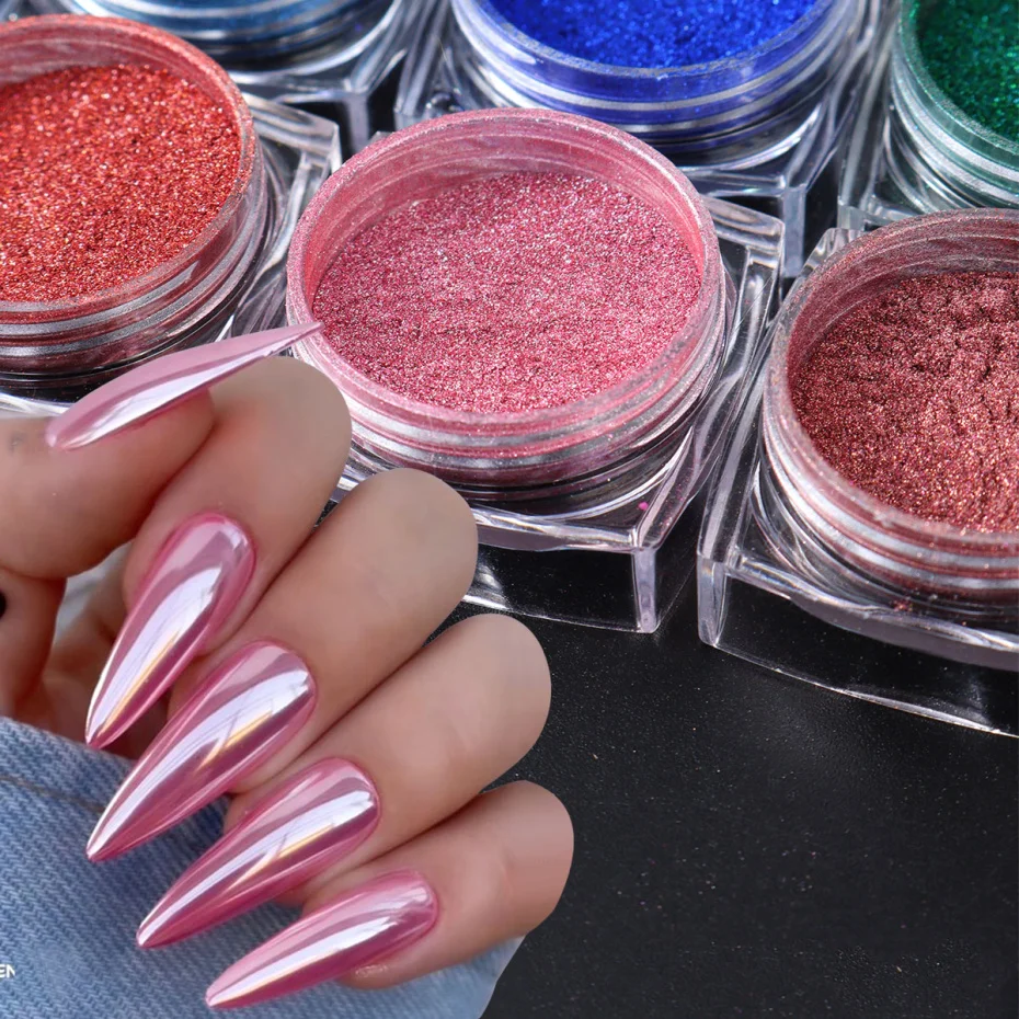 36 Box Super-Bright Metallic Mirror Nail Powder Set Y2K Chrome Pigment Flakes Fine Glitter Rubbing On Dust Manicure Decoration