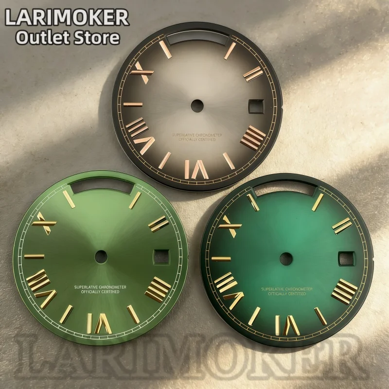 

Циферблат часов LARIMOKER 29 мм, градиентный цвет, римские цифры, золотая шкала, окошко даты, подходит для механизма Miyota 8285, аксессуары для часов