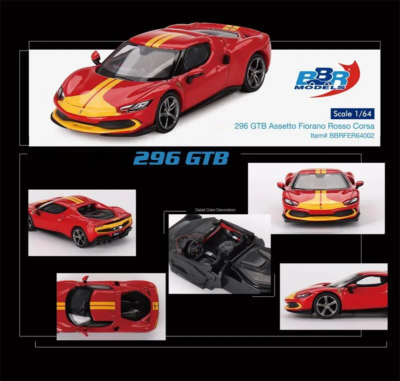 BBR 1:64 296 GTB Assetto Fiorano Rosso Corsa Diecast Model Car