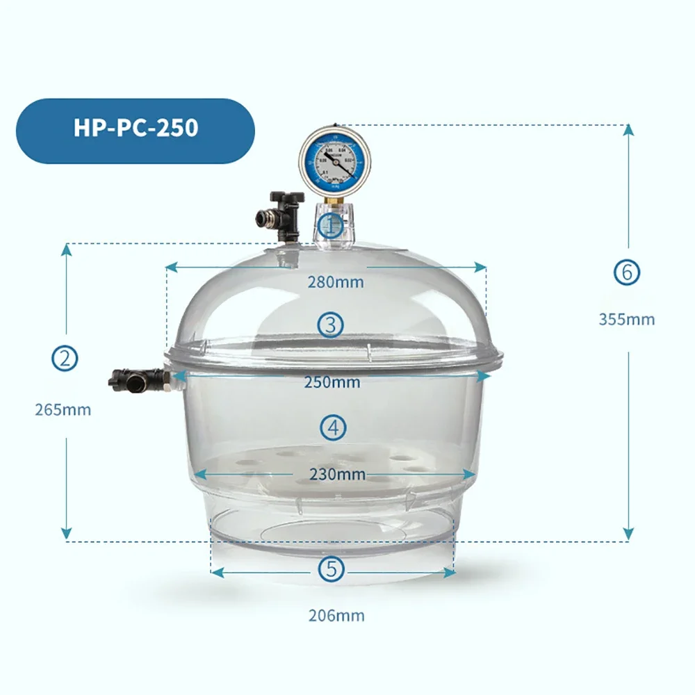 Plastic Vacuum Dryer Laboratory Dryer Transparent Vacuum Drying Vessel Polycarbonate Storage Tank Ball Valve Pressure Gauge