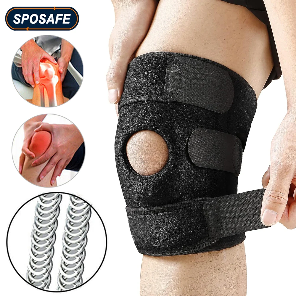 1Pcs Sports Knee Brace Support Open Patella Protector Wrap for Arthritis, ACL, Running, Basketball, Meniscus Tear, Athletic