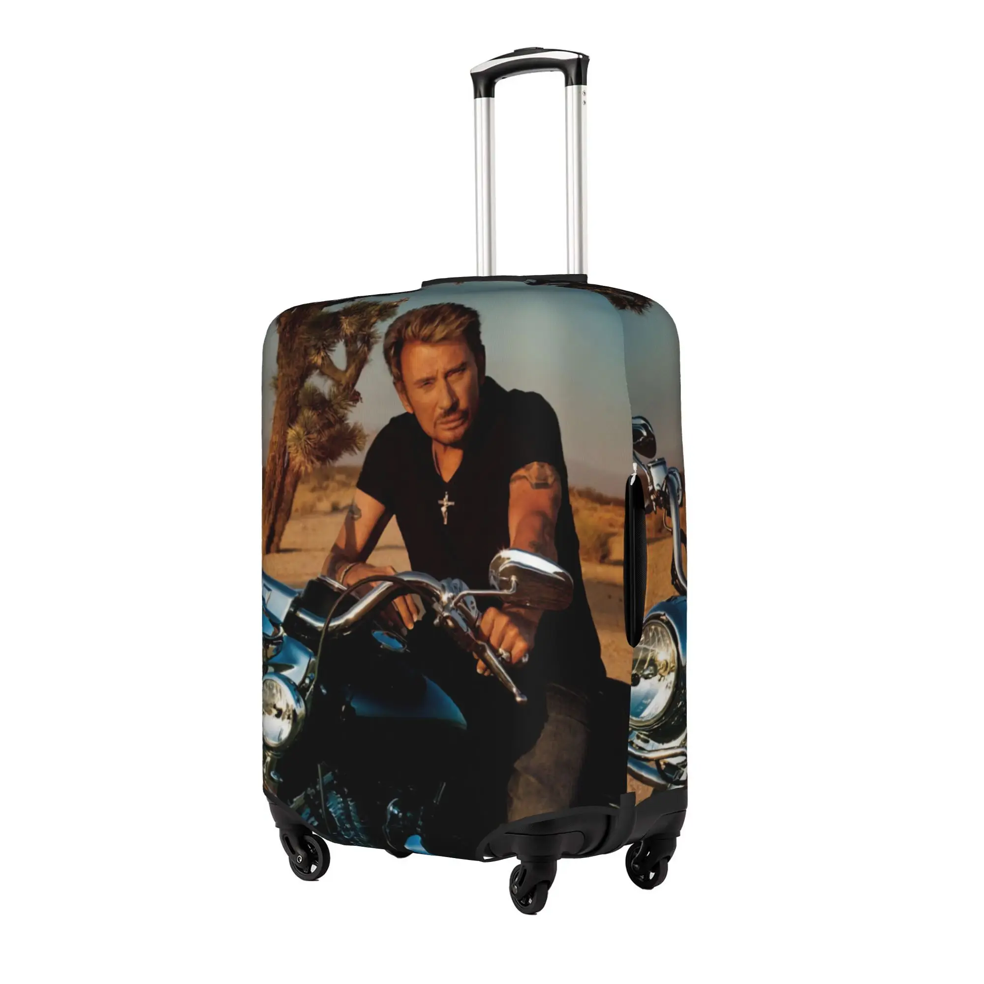 Motorcycle J-Johnny H-Hallyday  Luggage Cover Elastic French Rock Singer Travel Suitcase Protective Covers Fits 18-32 Inch