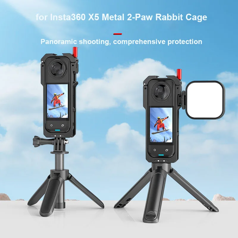 

Camera Cage for Insta360 X5 Protective Vlog Camera Frame Aluminum Alloy Magnetic Quick Release Connector with Lens Cover