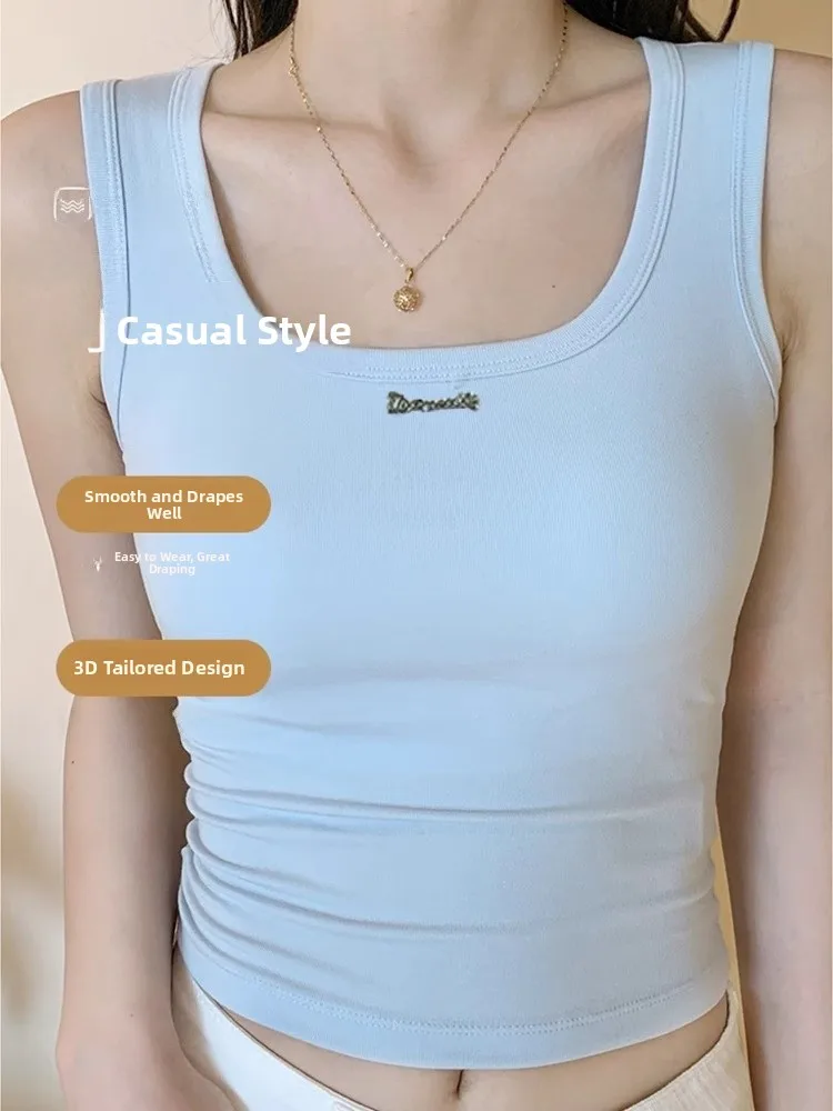 เสื้อกล้ามผ้าไหมสำหรับผู้หญิงแบบชิ้นเดียว มีฟองน้ำเสริมหน้าอก เสื้อคลุมฤดูร้อน ป้องกันแสง สำหรับเดินเล่น ผ้าเรยอน สายเดี่ยว