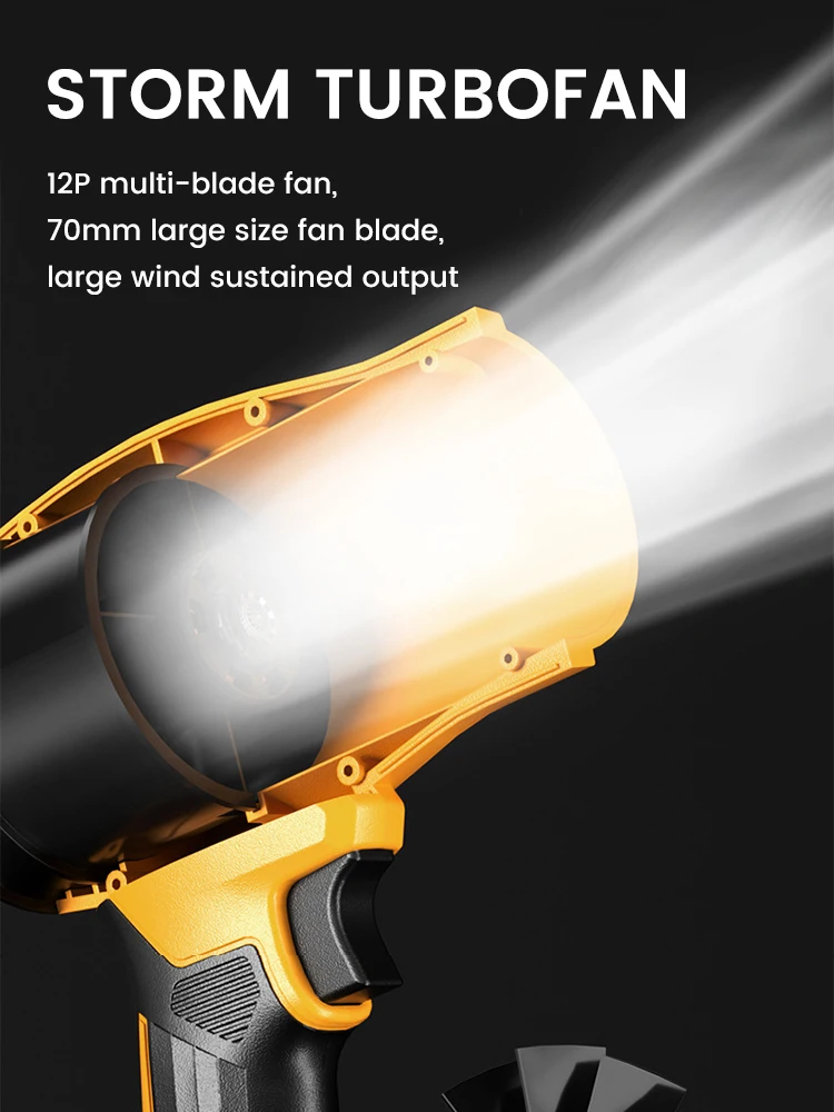Ventilateur Turbo sans balais Super puissant, 50000r/min, outil de soufflage de poussière portatif multifonction, Rechargeable pour batterie Dewalt 18V