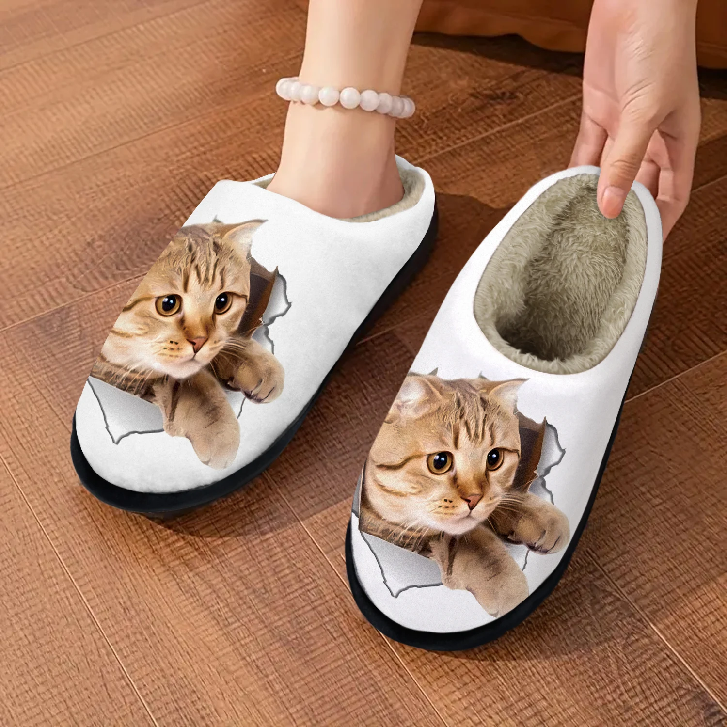 

Женские мягкие тапочки без шнуровки с причудливым котом — нескользящая, тихая, всесезонная удобная обувь, повседневная одежда для дома