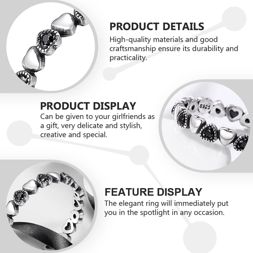 

Girls Finger Rings Retro Sterling Silver Vintage Women European and 925 for Miss