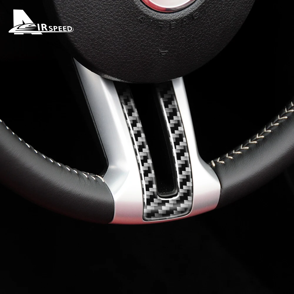 Real Soft Carbon Fiber for Ford Mustang 2010 2011 2012 2013 2014 Accessories Sticker Interior Trim Car Steering Wheel Cover