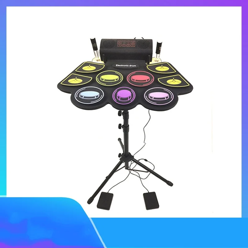 Foldable Portable Silicone Hand-held Electronic Drum Game Percussion Instrument For Beginner Practice Table Electronic Drum