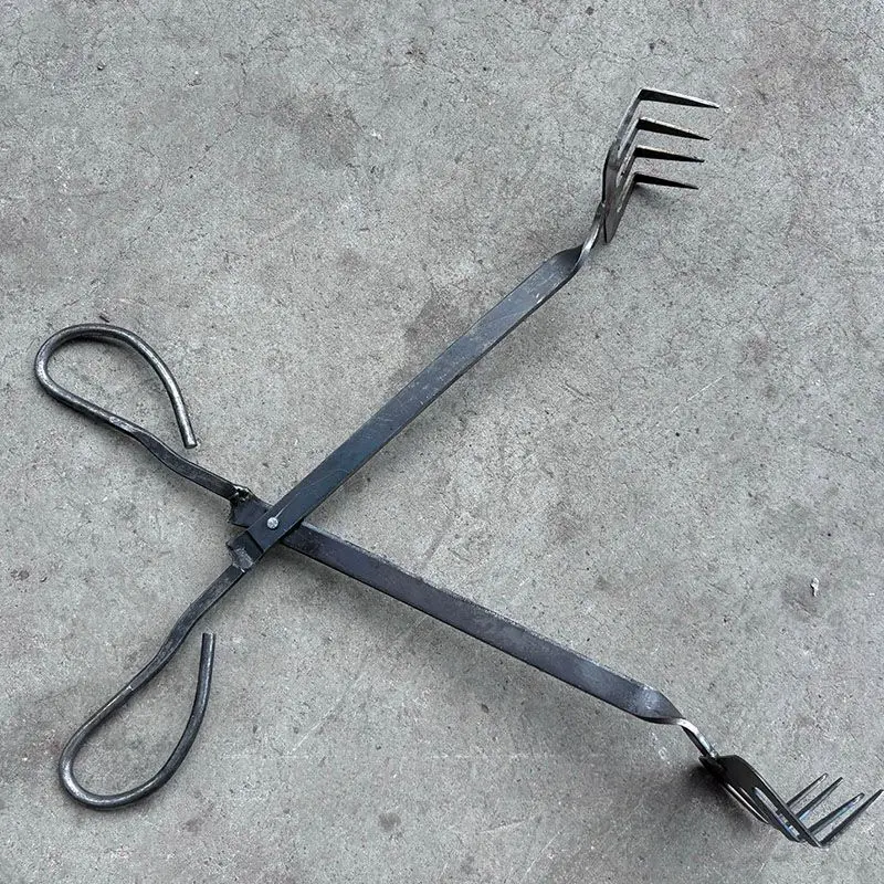 One Piece Iron Nail Pliers Coal Block Chestnut Stone Clamp Iron Pliers for Picking Up Objects Safety Handle