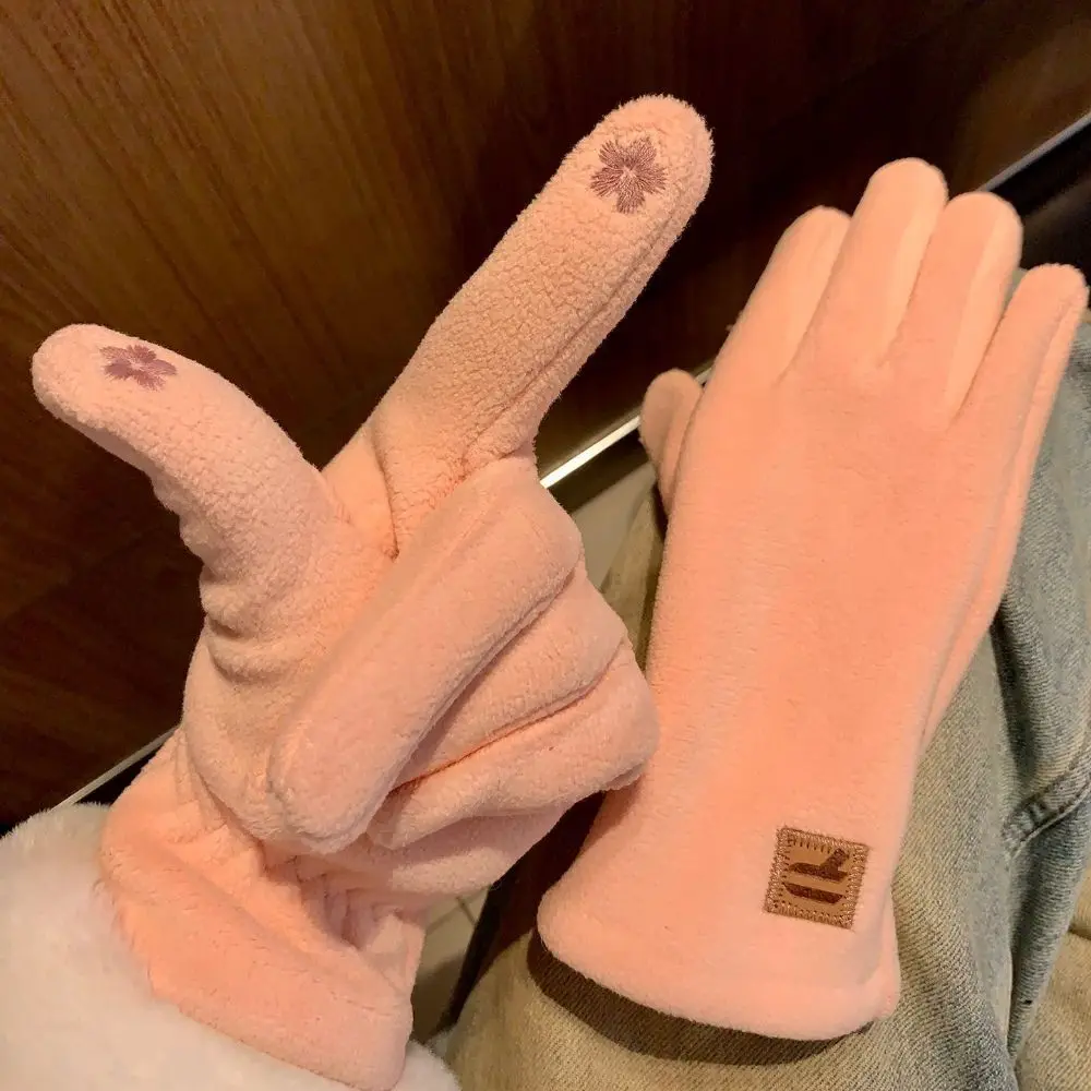 Durable Thick Touch Screen Gloves Cold Proof Windproof Winter Fleece Lined Gloves Warm Full Finger Gloves Girls