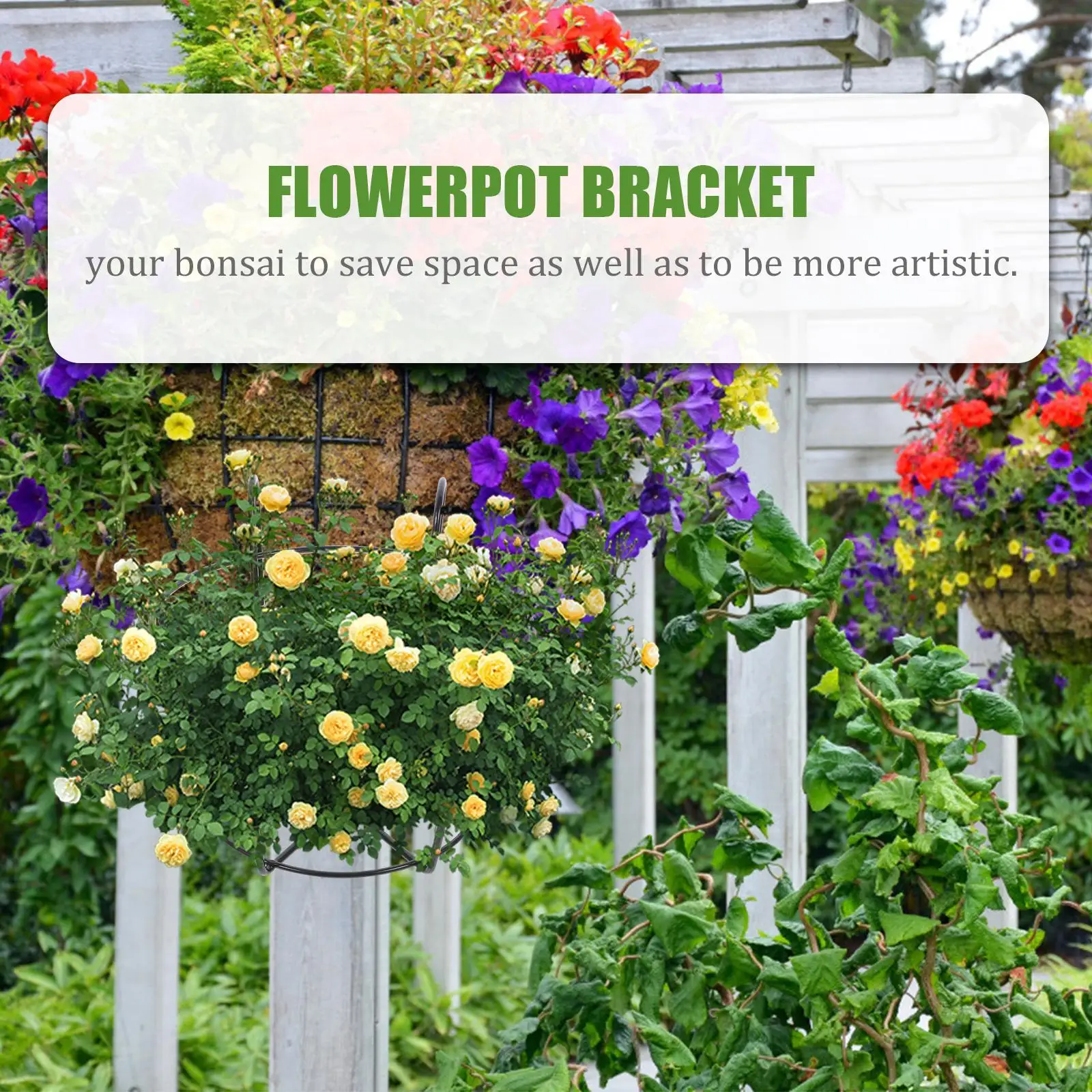 2 Pcs Balcony Flower Stand Black Railing Planter Holder Rack Hanging Deck Planters Durable Metal Bonsai Garden Kitchen Window