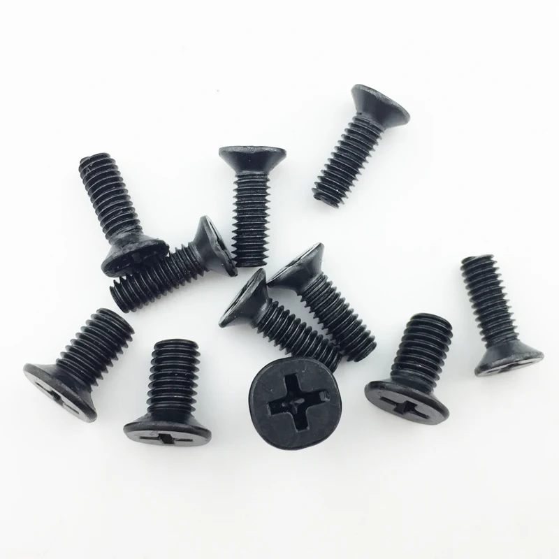 200 pcs one lot Flat head screws carbon steel screws M2 M2.5 M3 M3*4 M3*5 M3*6 screws black Nickel plated KM screws