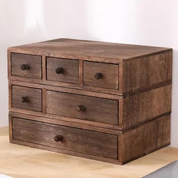 Solid Wood Desktop Storage Box Display Height Collection Rack Multi-functional Jewelry and Stationery Drawer