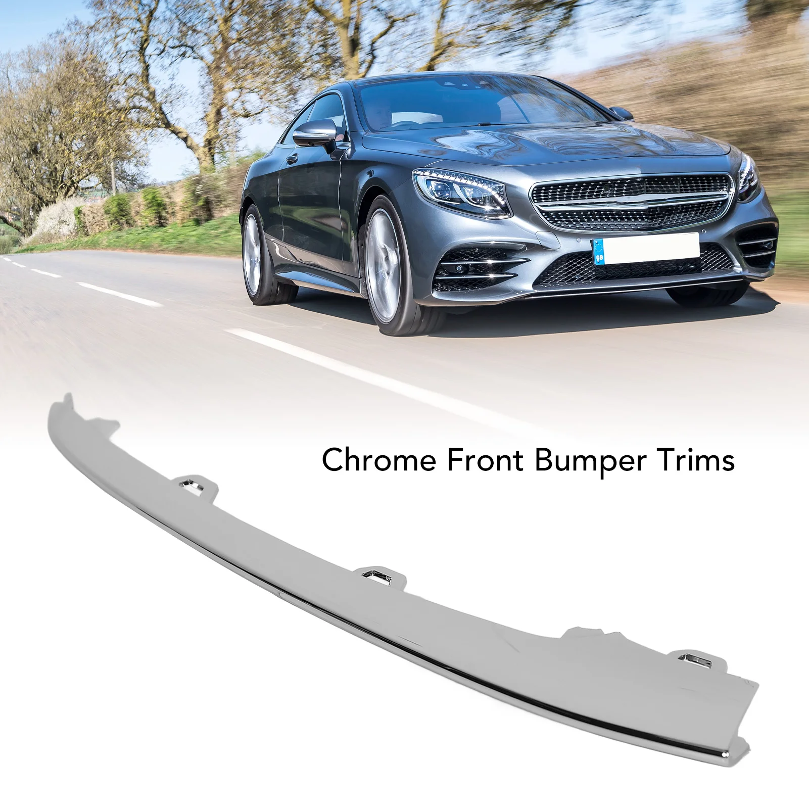 

Литая полоса переднего бампера, защита от царапин, элегантная, долговечная, хромированная накладка на передний бампер, защитная для S-класса W222 450 560