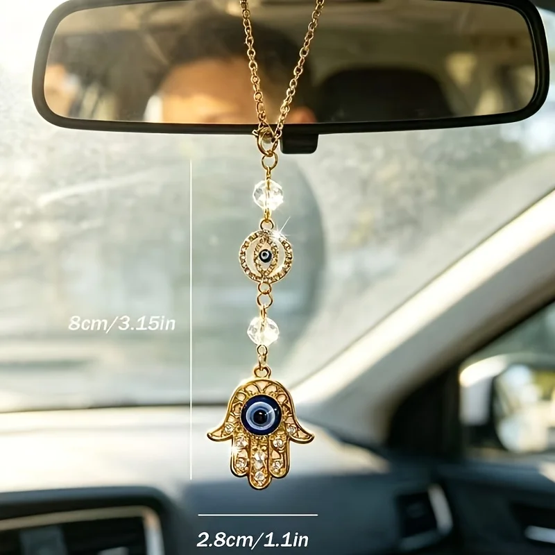 Creative Blue Eye Car Mirror Interior Decoration Pendant  Amulet Buddha Evil Eye Hamsa Hand Interior Rearview Mirror Ornament