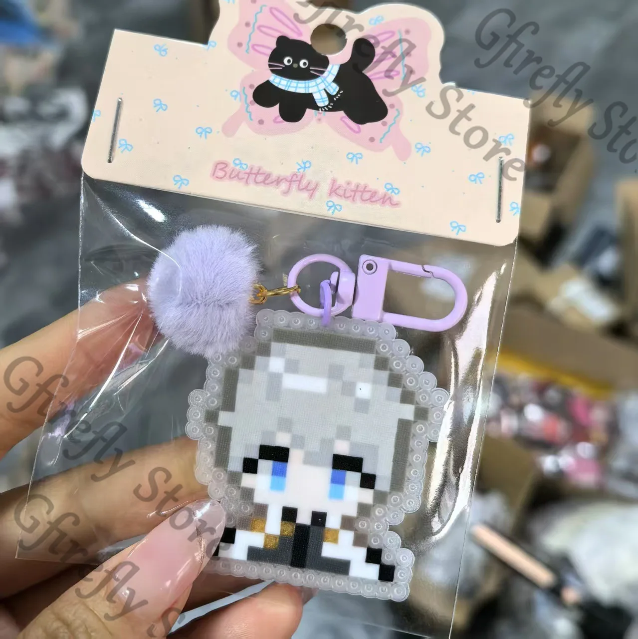 الحب والمساحة العميقة الاكريليك سيلوس أنيمي كزيفير حقيبة المفاتيح Q نسخة زين بكسل قلادة لطيف كاليب تزيين رافاييل هدية