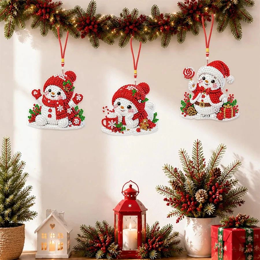 4-Piece/6-Piece Christmas Pearl Diamond Painting DIY Kit, Handmade Christmas Tree Decoration Tags, Adult Christmas Hanging Ornaments Craft Kit, Easy to Use and Stress-Relieving, Beginner-Friendly, Can Be Used as Home Wall Hanging Decoration, Christmas Tree Decoration, Gift Decoration, Thank You Card, Gift for Craft Enthusiasts