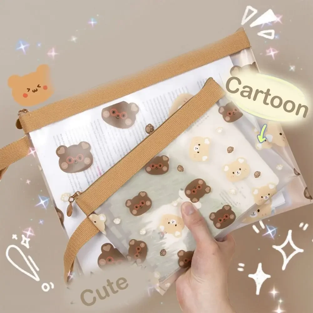 1 Pc Kawaii Cartoon Paper Organizer Transparent Test Paper Storage Bag Office Briefcase School Students Accessorie