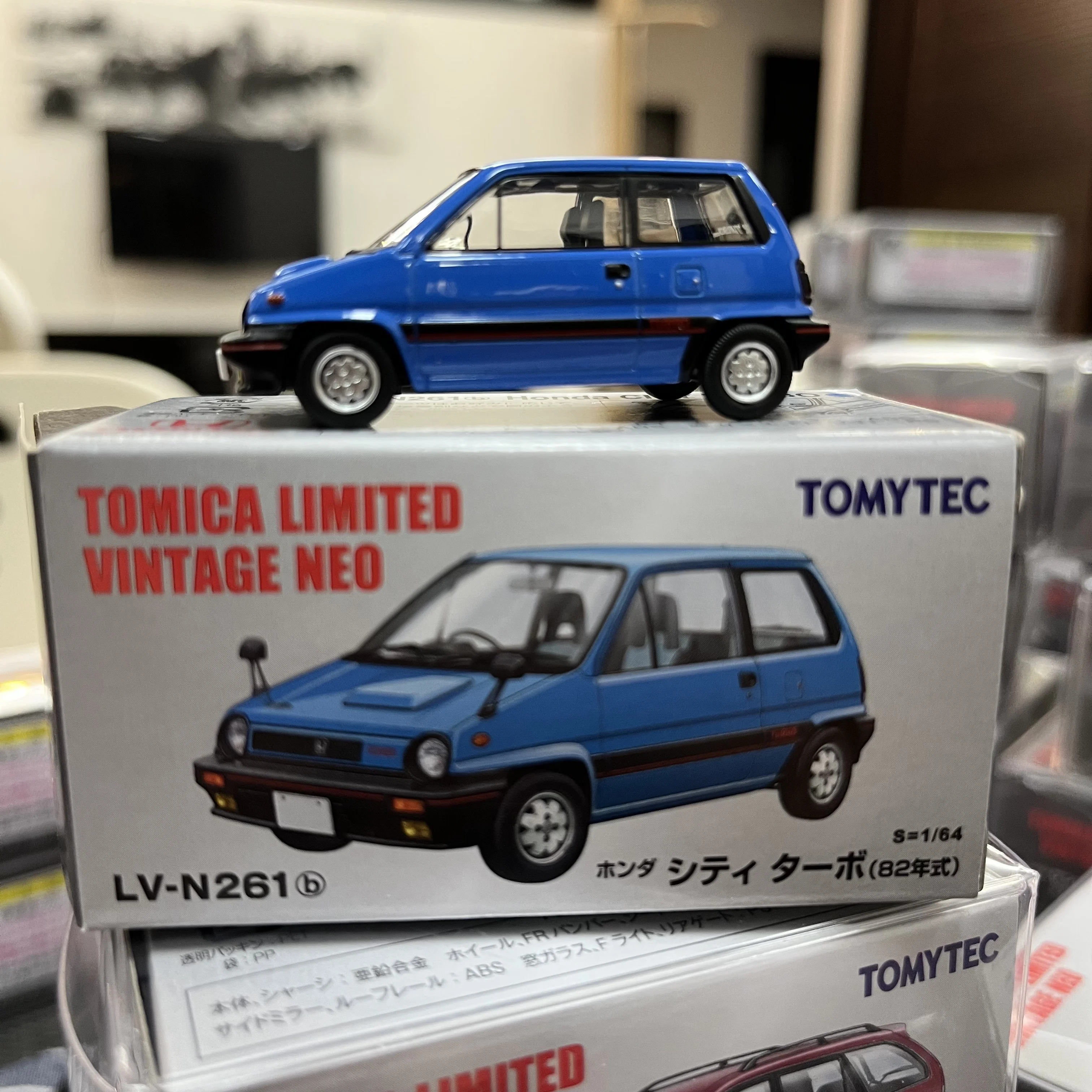 Modelo de liga conversível Tomica, Honda City, azul, preto, TLV LV-262a, 261a, N261b, 1:64