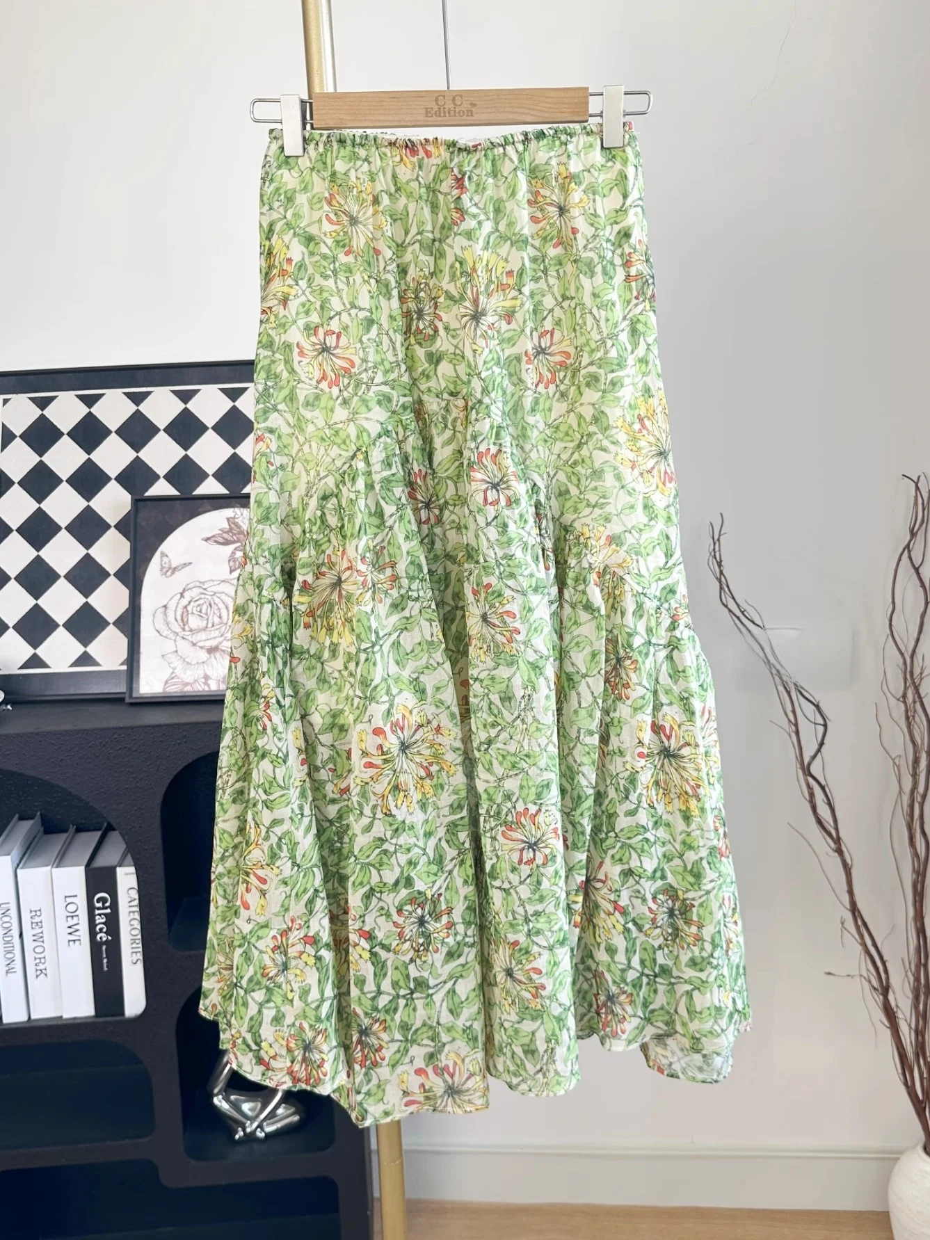 

Романтичная юбка-миди из конопляной ткани с цветочным принтом, с завышенной талией, женская, повседневная, утягивающая, для лета