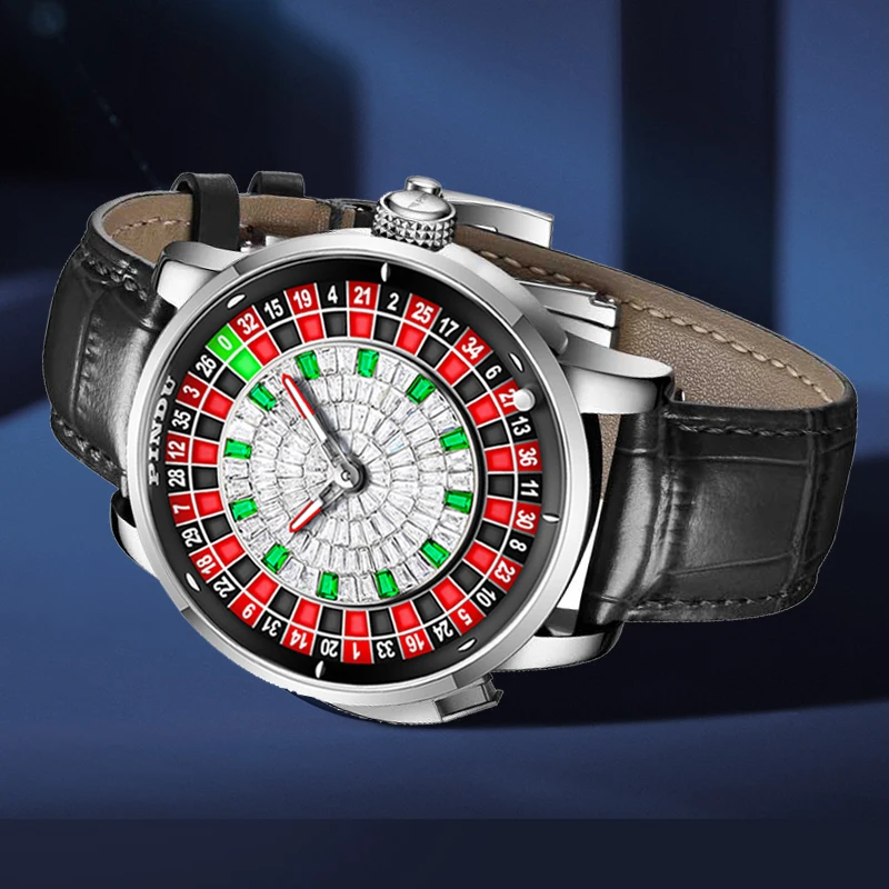 Roulette Watches PINDU Design Entertainment Game Turntable Upgrade Button Model NH35A Movement Sapphire Men's Mechanical Watch