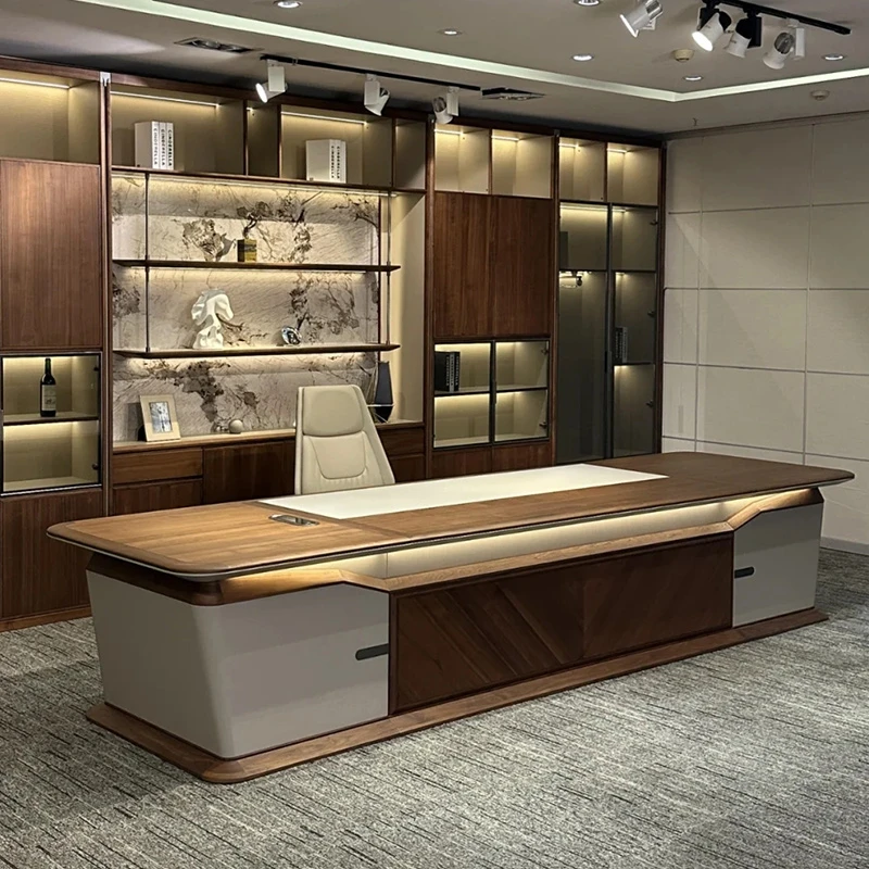 مكتب تنفيذي حديث مصمم باللون البني الجمالي مكاتب مكتبية فاخرة كبيرة أدراج بيضاء أثاث مكتبي رخيص من Mesa De Escritorio