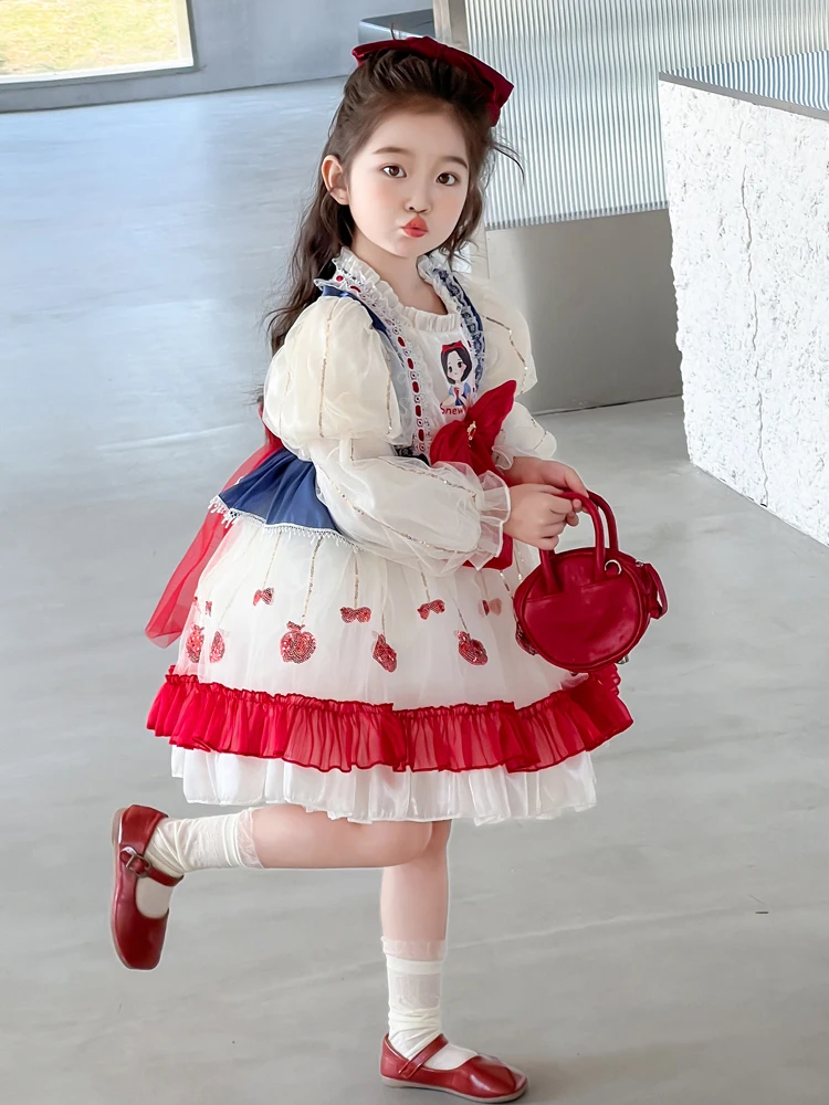 Printemps Faion enfants Dr petite fille fée T Princ Sle longue Sve jupe Midi doux ruban détail tissu doux