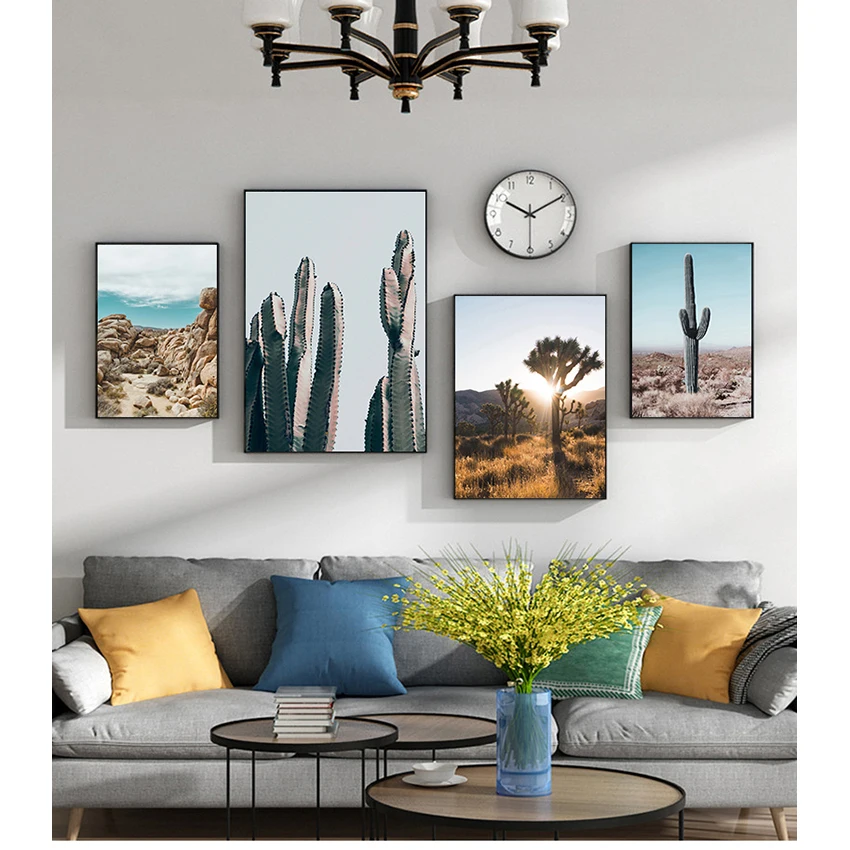 Art Print Painting Decorative Picture Home Decor Desert Cactus Canvas Poster Nordic Style Landscape Nature Joshua Tree Wall