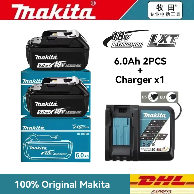 

Original Makita 18V LXT 6.0Ah BL1860 Lithium-Ion Battery High Capacity with LED Power Indicator for Makita Cordless Power Tools