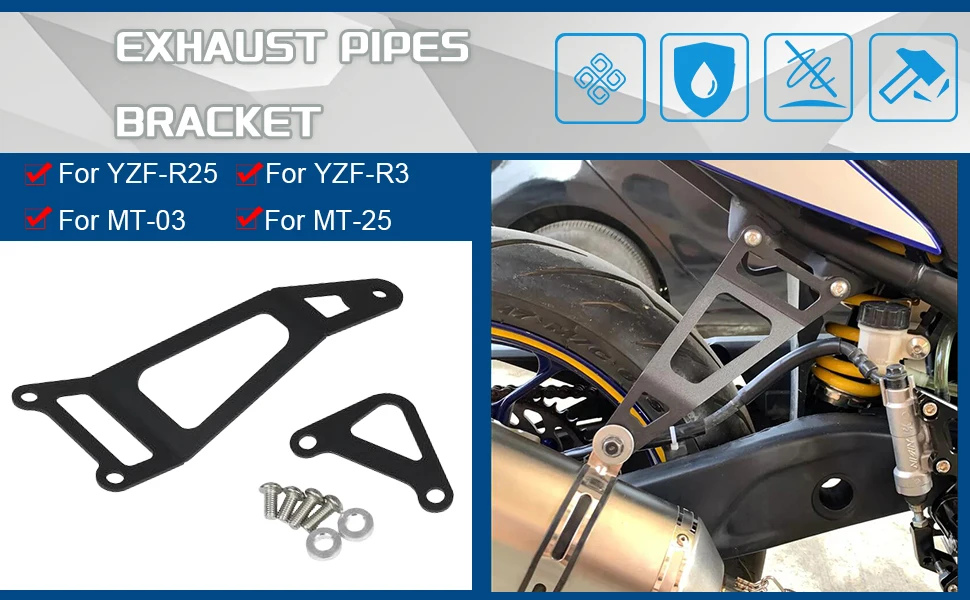 

Motorcycle Exhaust Pipes Hanger Bracket Muffler Pipe Support Guard Holder For YAMAHA MT-03 MT-25 MT03 MT25 YZF-R3 YZF-R25 YZFR3