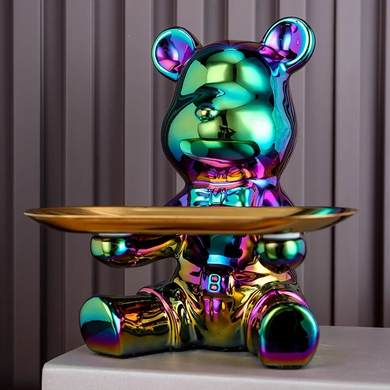 Wohnkultur Keramik Bunte Überzug Bär Lagerung Box Home Living Neue Zimmer Desktop Tablett Dekorative Statue Spardose Ornamente – Detail 6