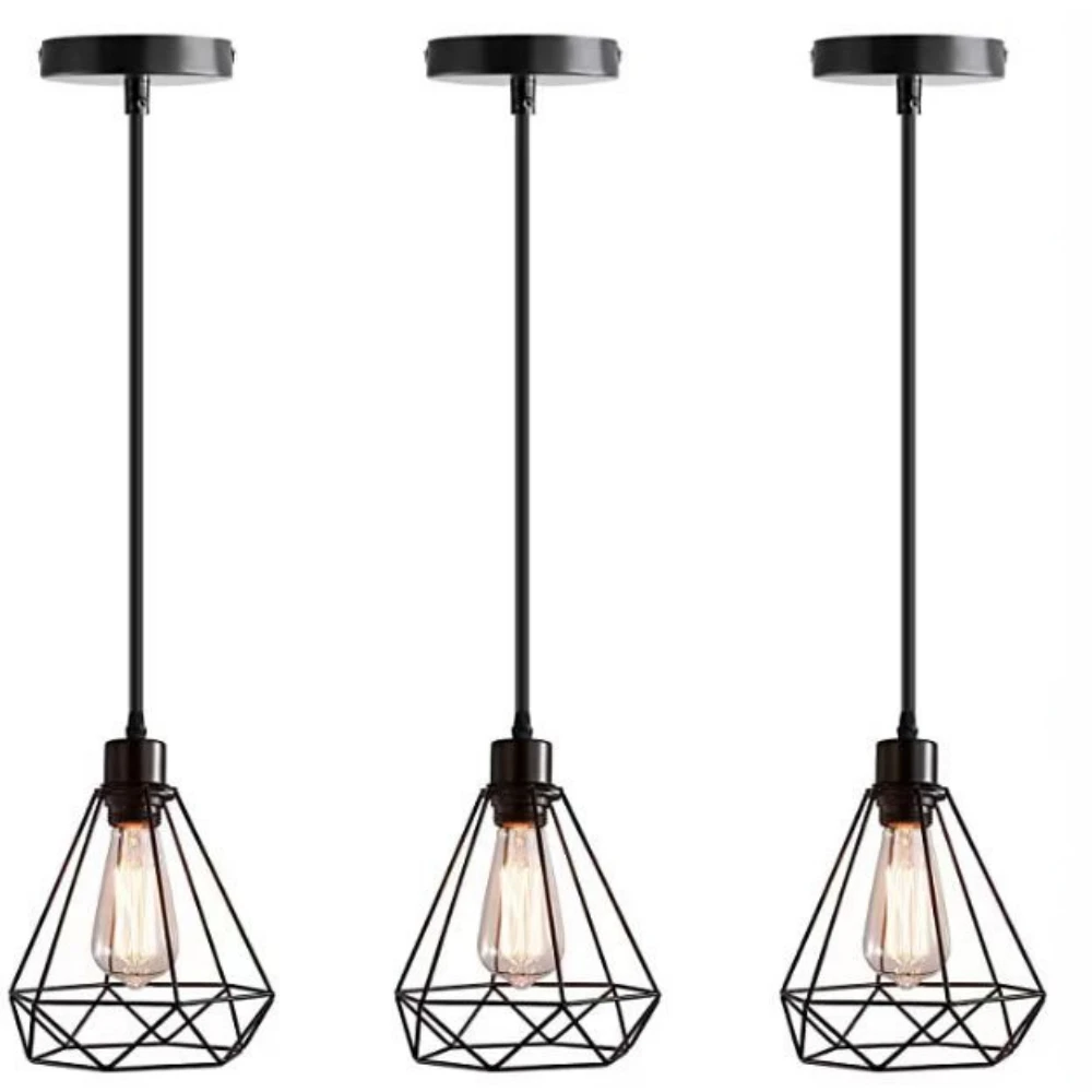 

Nordic Loft Retro Iron Cage Hanging Light Modern Light Fixture American Barn Industrial Vintage Kitchen Pendant Lamps Chandelier