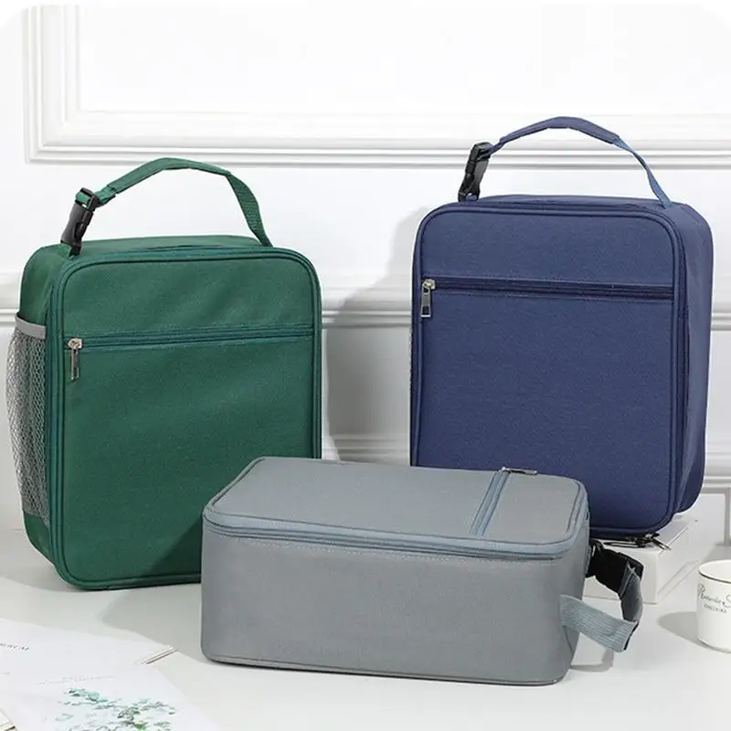 Women Lunch Bags For Work Side Mesh Pocket Design Insulated Cooler Bag With Handle Reusable Lunch Box Keep Hot Water Drink