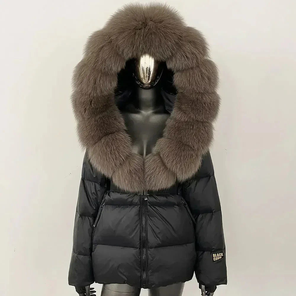 Down Coat Hooded Detachable Women Puffer Jacket Winter Real Natural Fox Fur Collar Fashion Thick Warm Outerwear Real Fur Coat