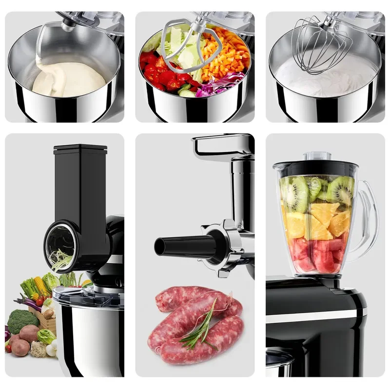 Elevate your culinary experience with this multifunctional stand mixer designed for the modern kitchen. This powerful chef