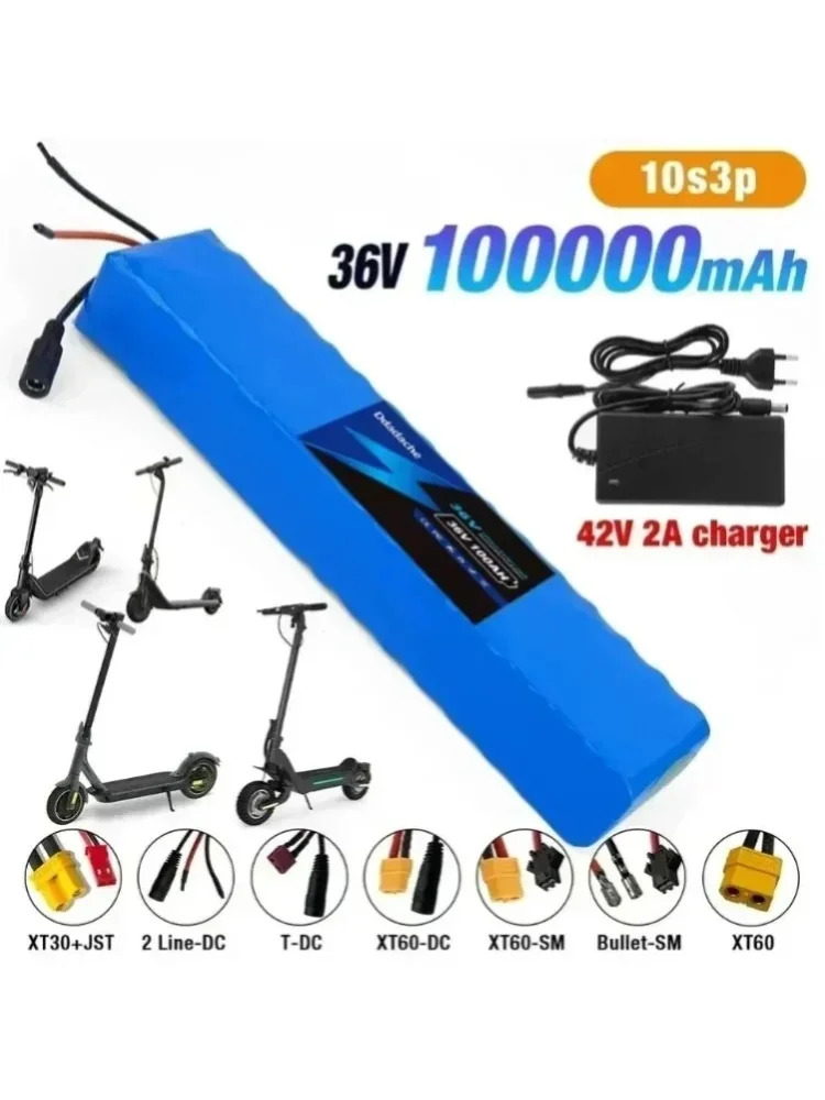 10S3P 36V 100Ah 18650 Wiederaufladbarer Lithium-Akku 1000W Leistung für Fahrrad-Umbau, Elektroroller, Fahrzeug BMS + 54,6V Ladegerät