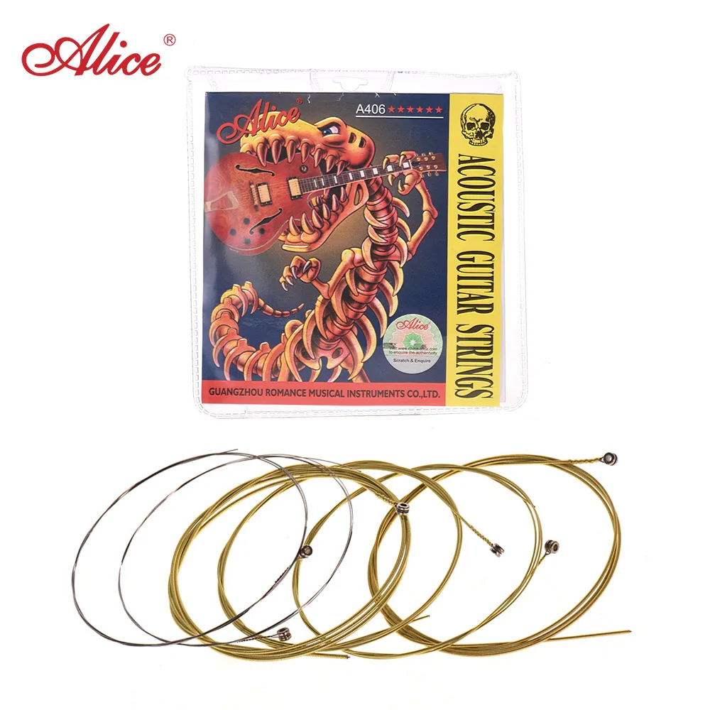 Alice A406 Series Acoustic Folk Guitar Strings Stainless Steel Wire Steel Core Coated Copper Alloy Wound Super Light(.011-.052)